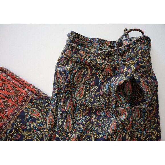 Sundance Women's Sz Medium Navy Floral/Paisley Print Cotton Wide Leg Pants - Picture 12 of 12